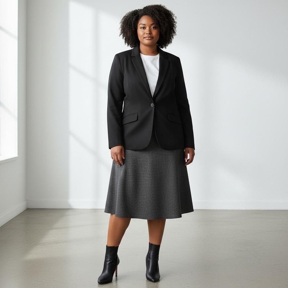 Lane Bryant Womens Plus Size 28 Black Shoulder Pads Blazer Jacket Lined